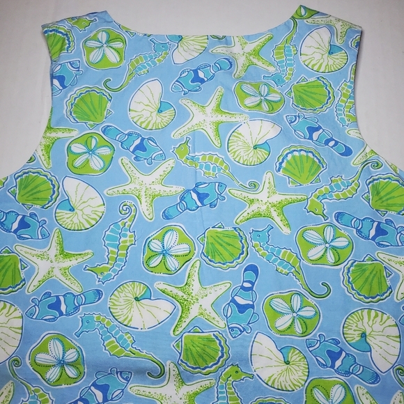 Heartstrings, nautical Dress Blue and Green Starfish/reversible  plaid Sz 4 - Picture 6 of 10